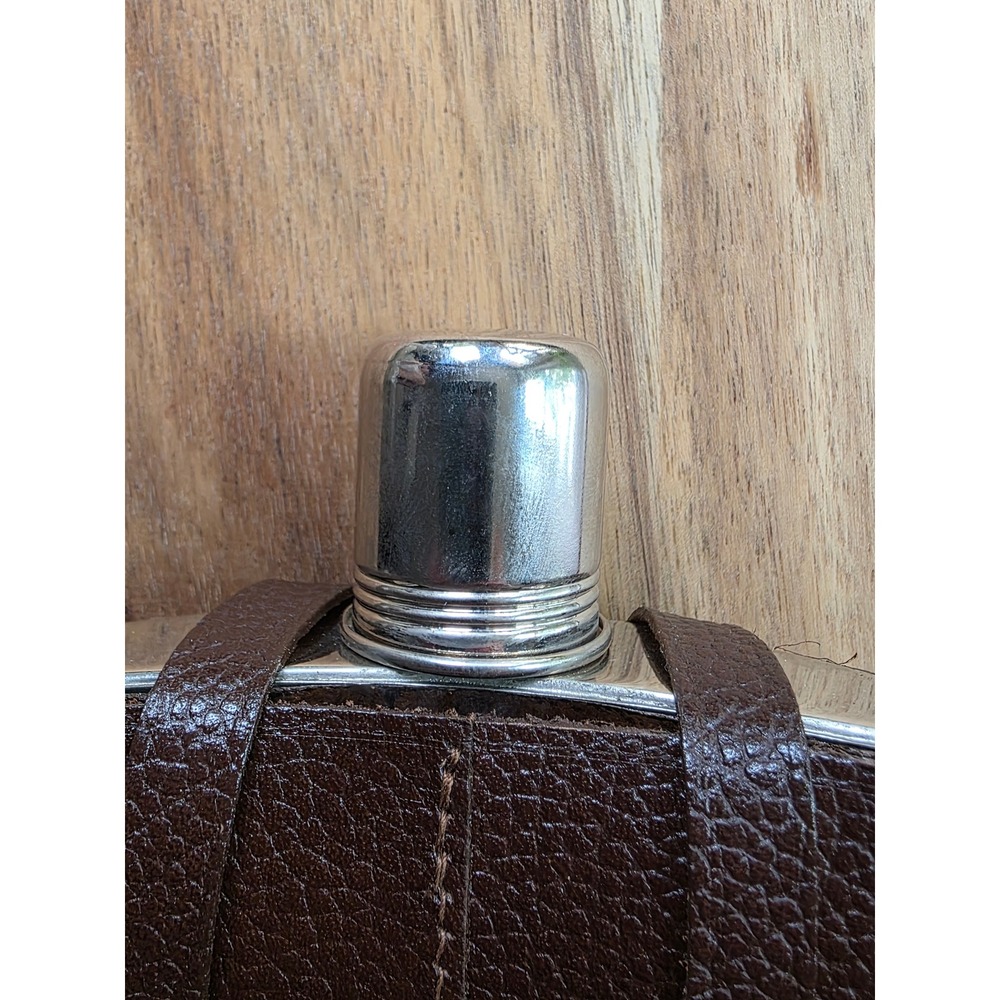 AKAH Jagerflasche Vintage Hip Flask Brown Leather Stainless Steel Hunting 78020 - Picture 10 of 16